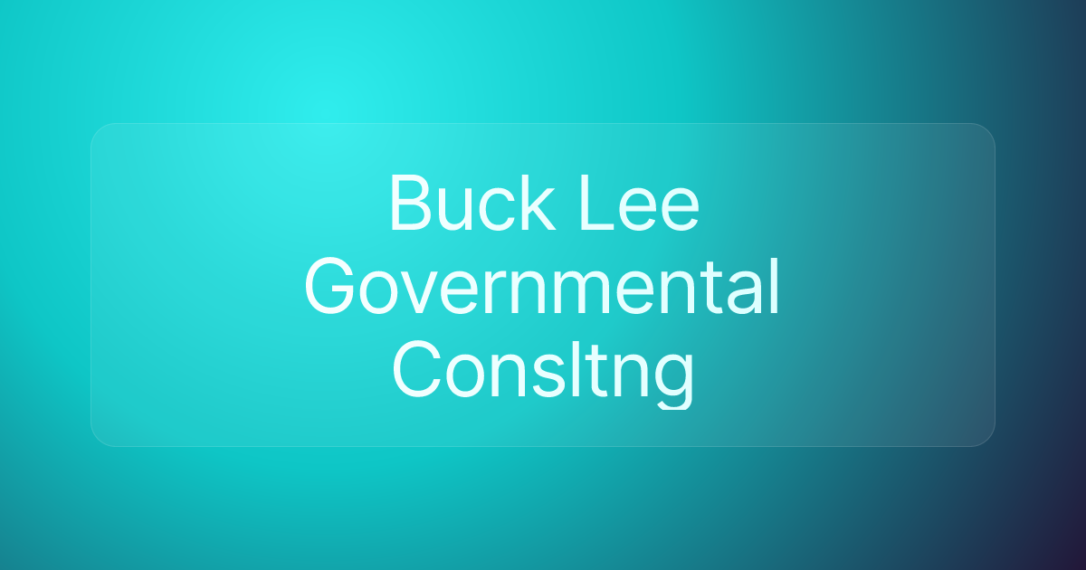Buck Lee Governmental Consltng