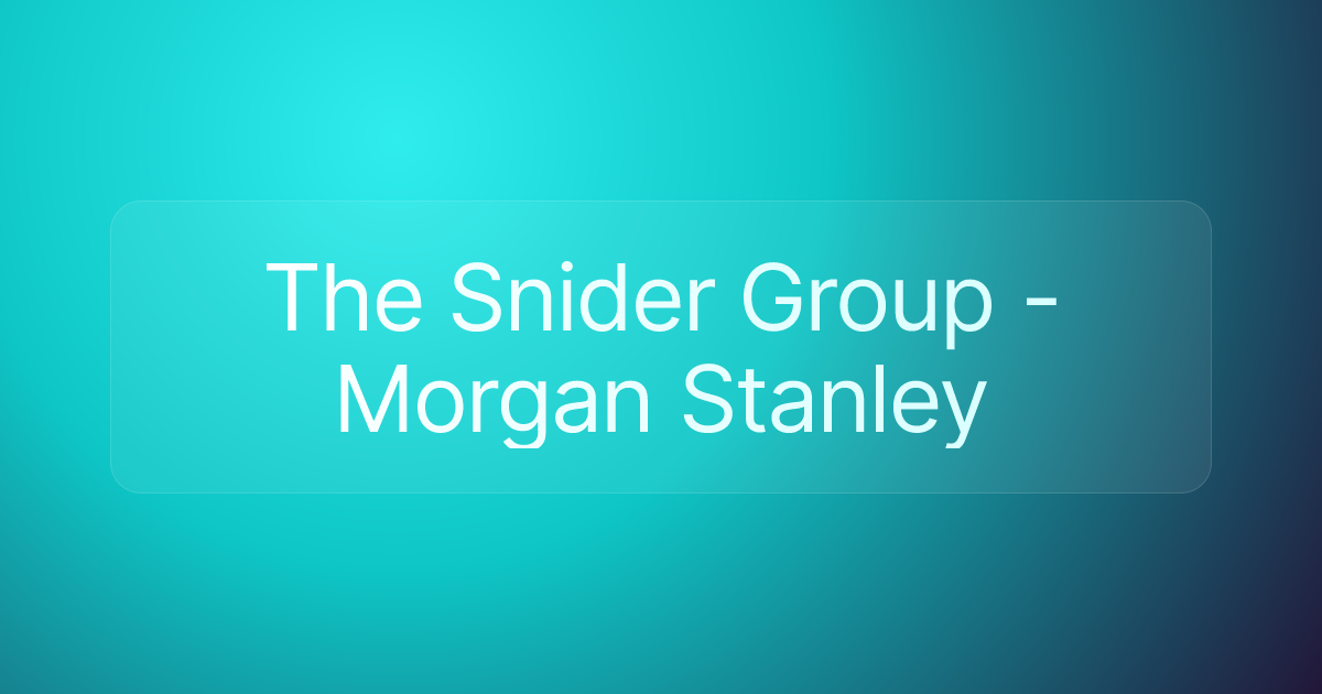 The Snider Group - Morgan Stanley